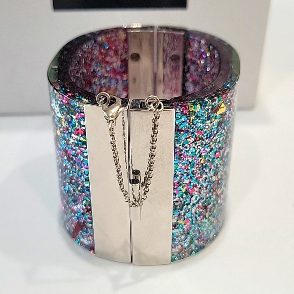 CELINE Confetti Glitter Resin Bangle Bracelet - Picture 6 of 13
